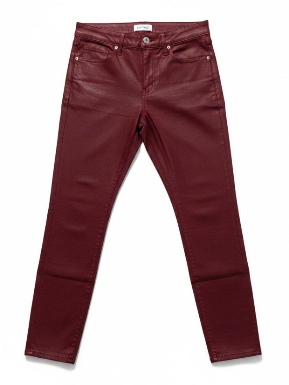 L’AGENCE Margot Skinny Jeans Burgundy Coated Faux Leather Look High Rise Size 25